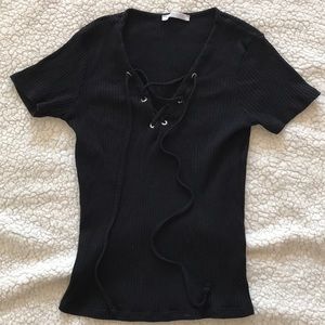 Zara trafaluc black top with lace size S